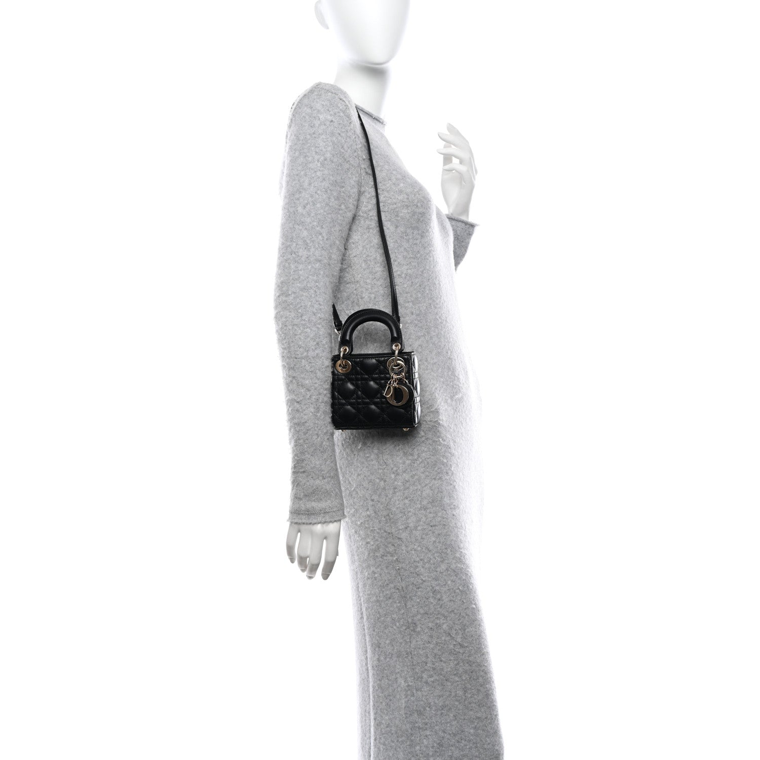 Christian Dior Lambskin Cannage Micro Lady Dior Black 2 of 9