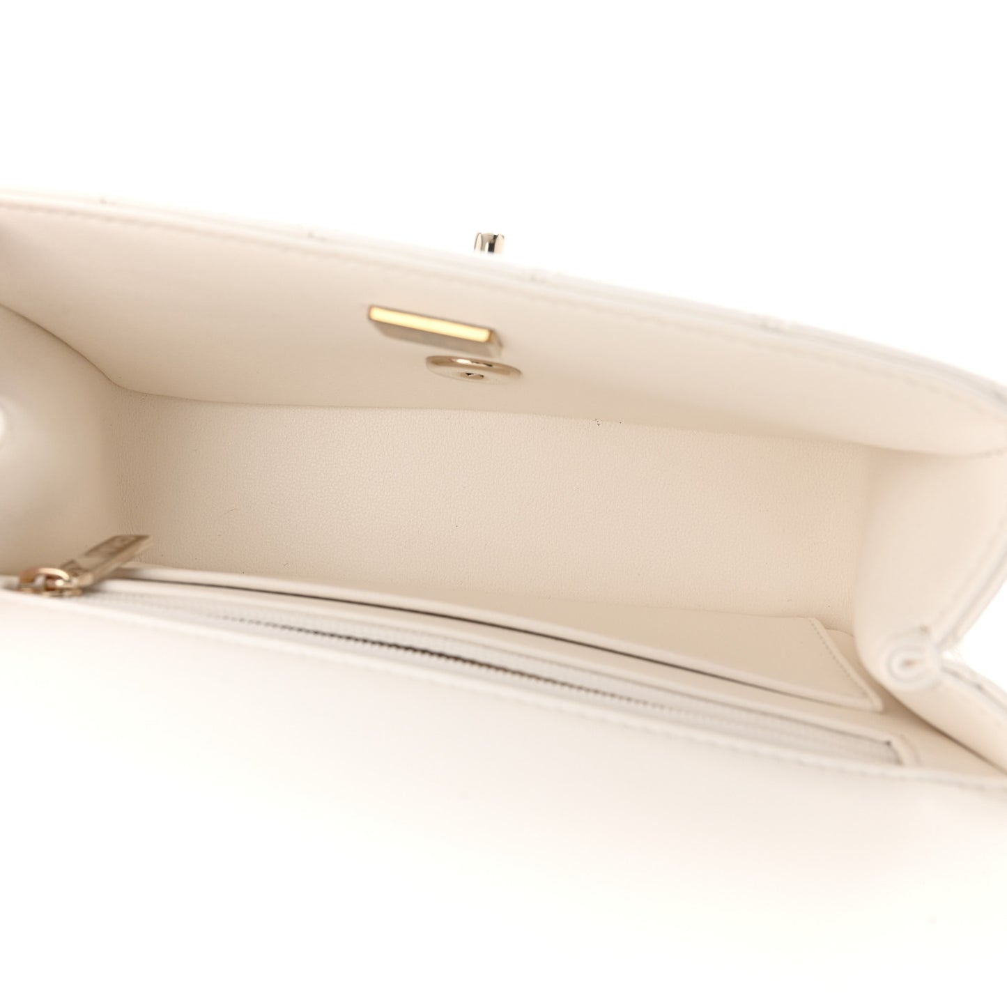 Lambskin Quilted Mini Crystal Top Handle Rectangular Flap White