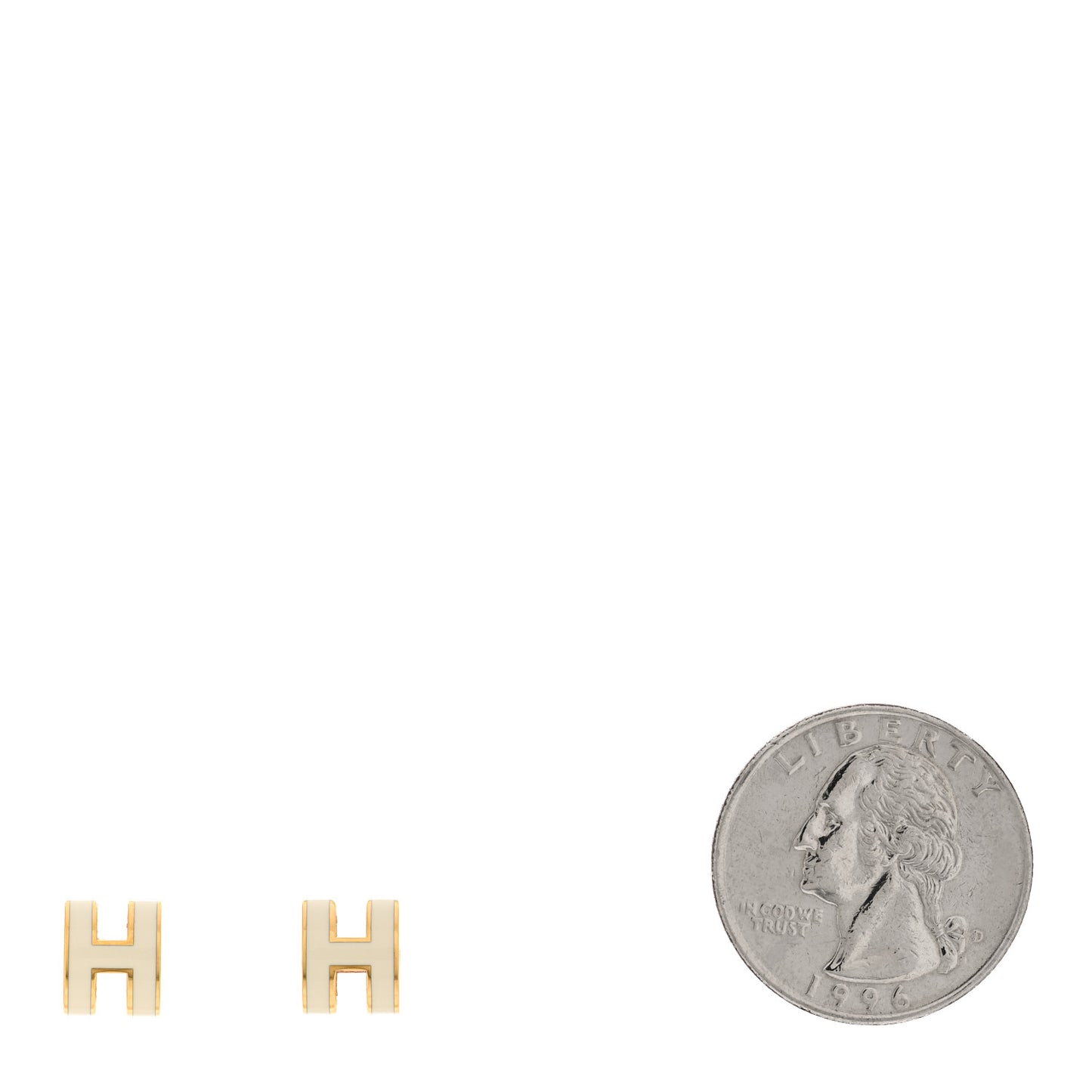 Gold Lacquered Mini Pop H Earrings White