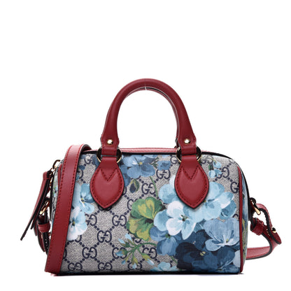 Gucci GG Supreme Monogram Blooms Mini Boston Navy Blue Hibiscus 1 of 10