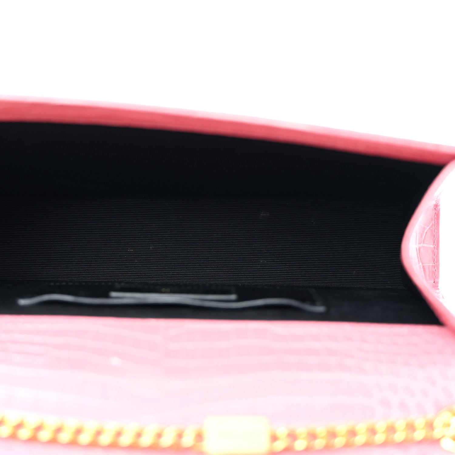 Saint Laurent Calfskin Crocodile Embossed Medium Classic Monogram Kate Tassel Satchel Pink 5 of 12