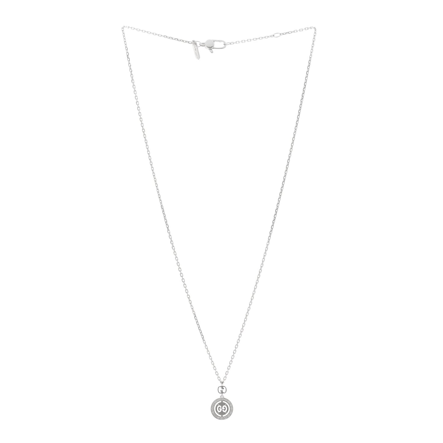 18K White Gold Diamond 10mm Icon Twirl Pendant Necklace