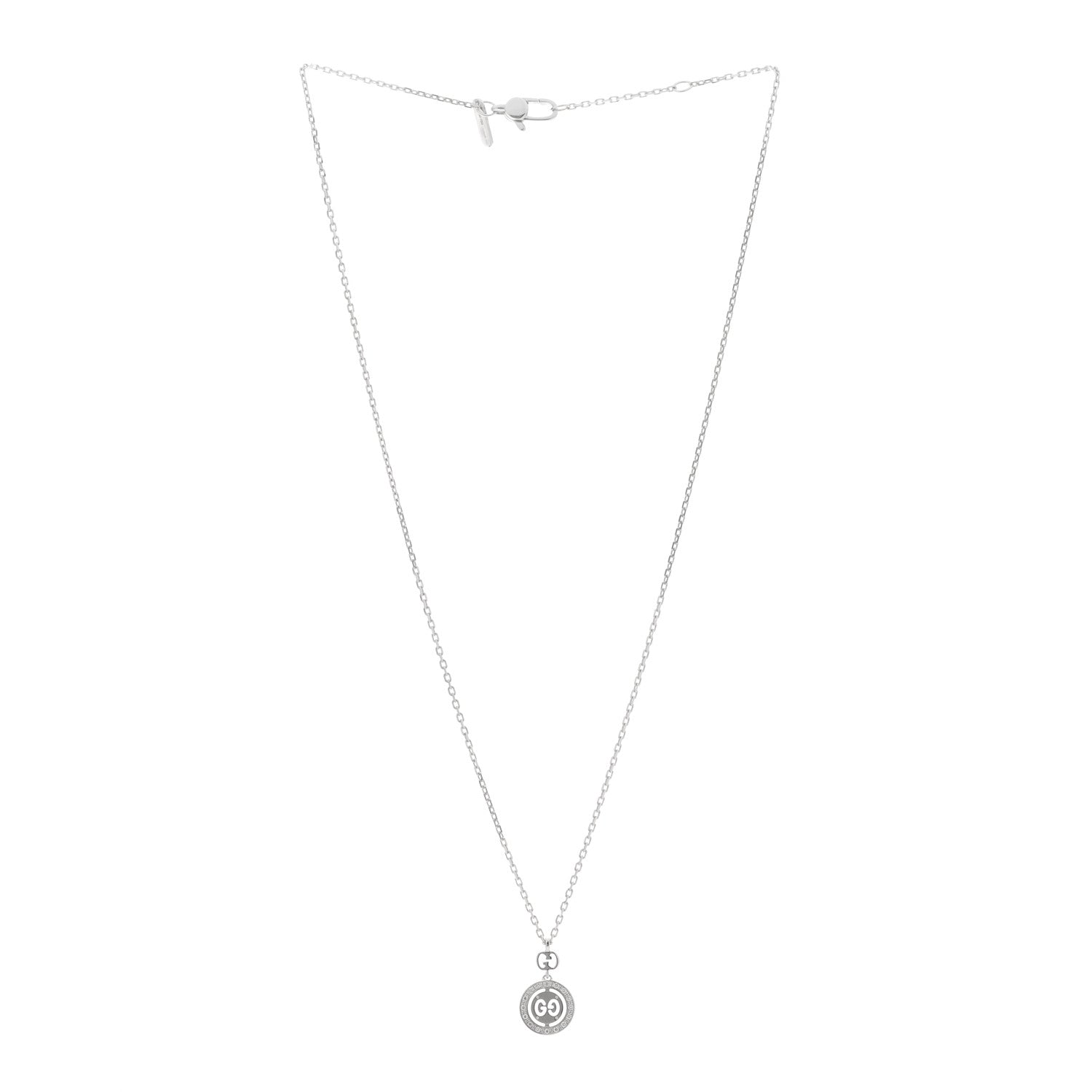 Gucci 18K White Gold Diamond 10mm Icon Twirl Pendant Necklace 3 of 4