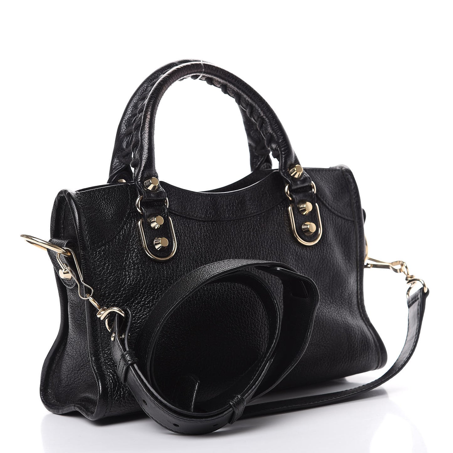 Chevre Gold Metallic Edge Hardware Mini City Black