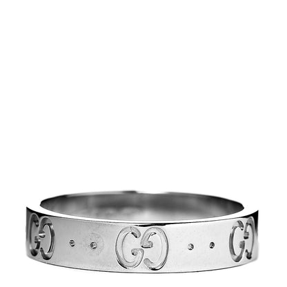 Gucci 18K White Gold 4mm Icon Thin Band Ring 51 5.75 1 of 5