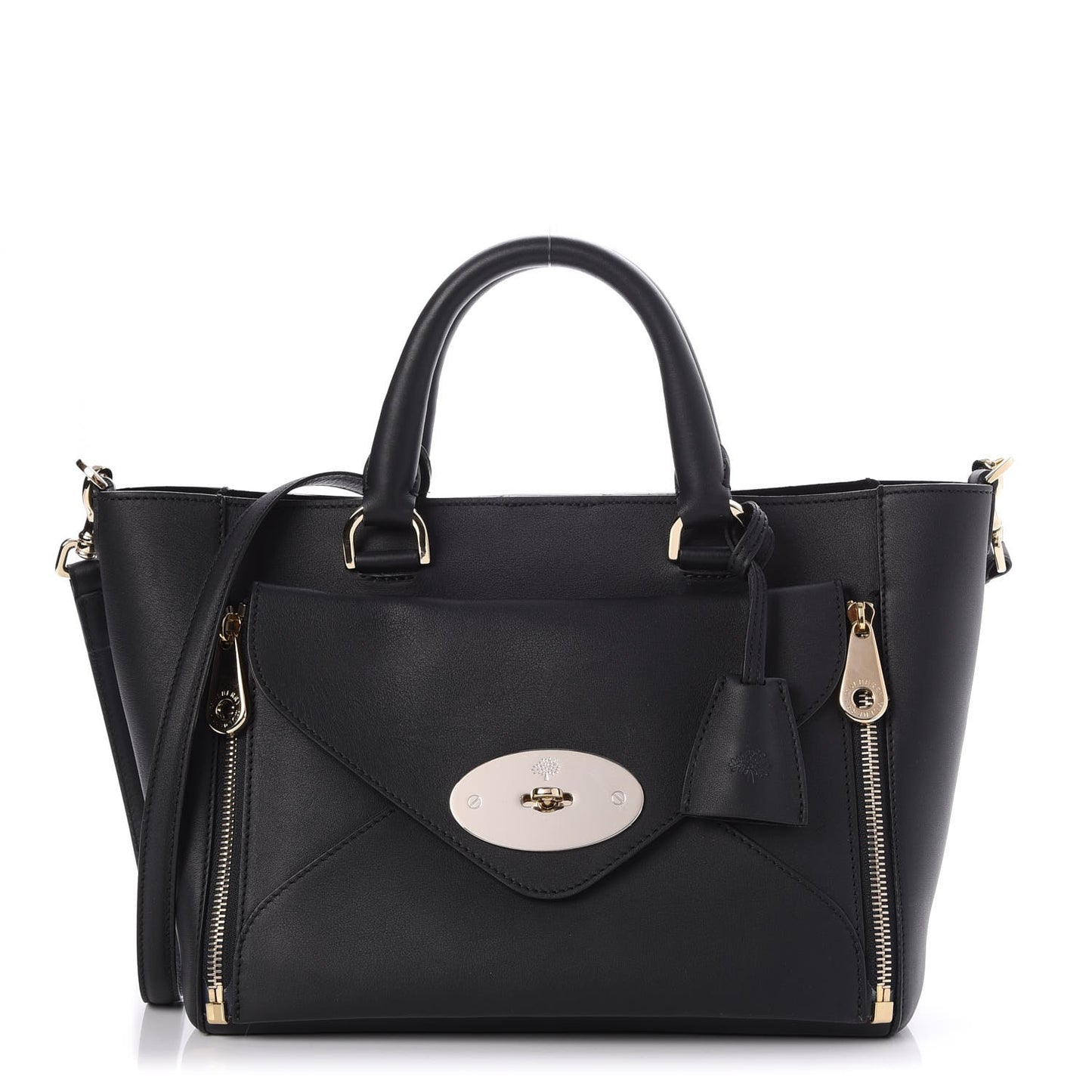 Silky Calf Small Willow Tote Black