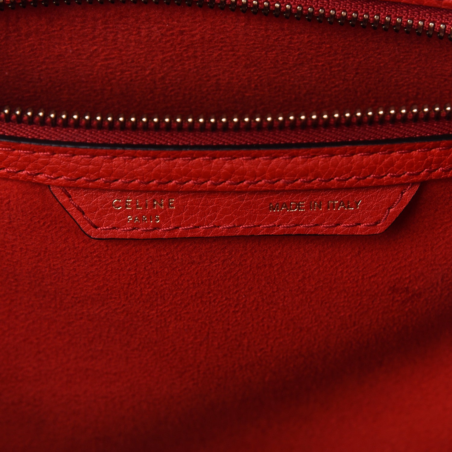 Celine Drummed Calfskin Mini Luggage Coquelicot 6 of 14