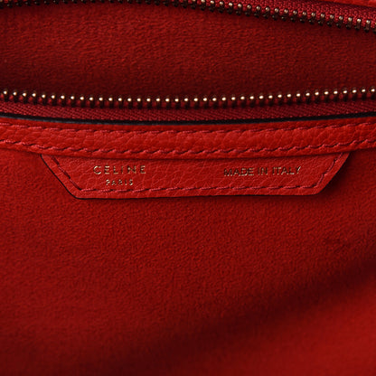 Celine Drummed Calfskin Mini Luggage Coquelicot 6 of 14