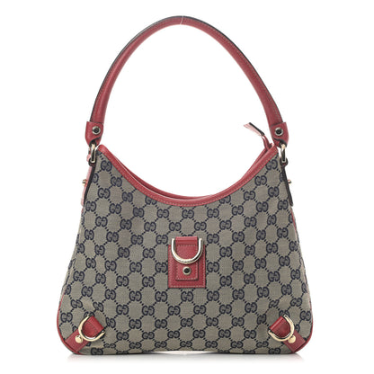 Gucci Monogram Medium Abbey D Ring Hobo Navy Red 1 of 12