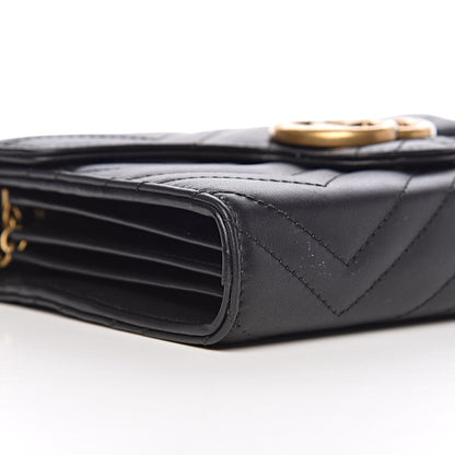 Gucci Calfskin Matelasse GG Marmont Chain Wallet Black 12 of 13