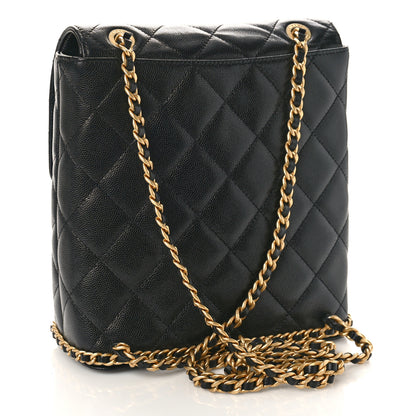 Chanel Caviar Quilted Camellia Chain Around Backpack Black 3 of 9