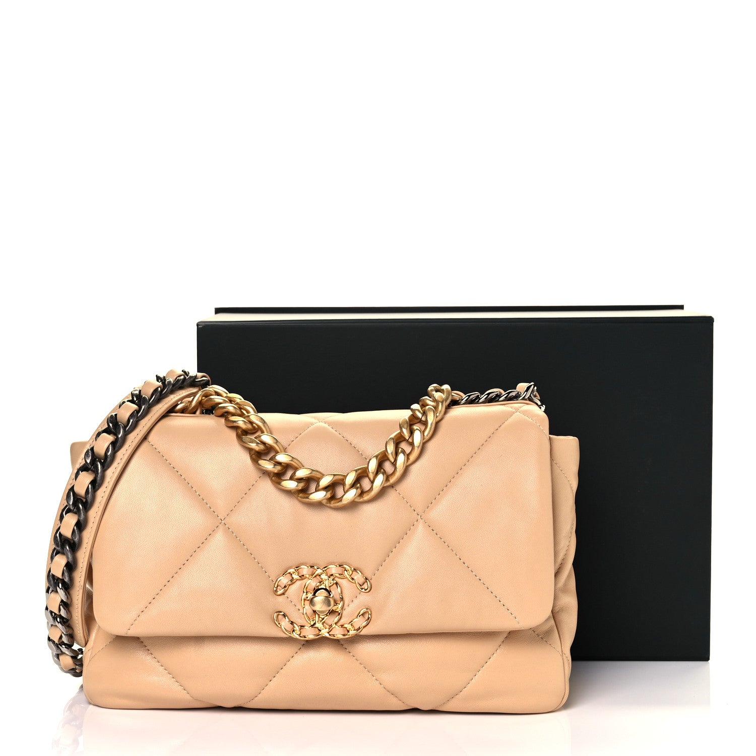 Chanel Lambskin Quilted Medium Chanel 19 Flap Light Beige 10 of 10
