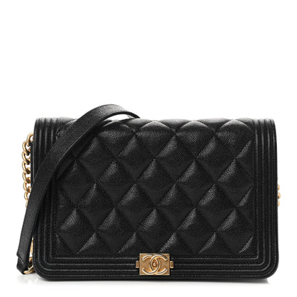 Chanel Caviar Quilted Boy Wallet On Chain WOC Black 1 of 12