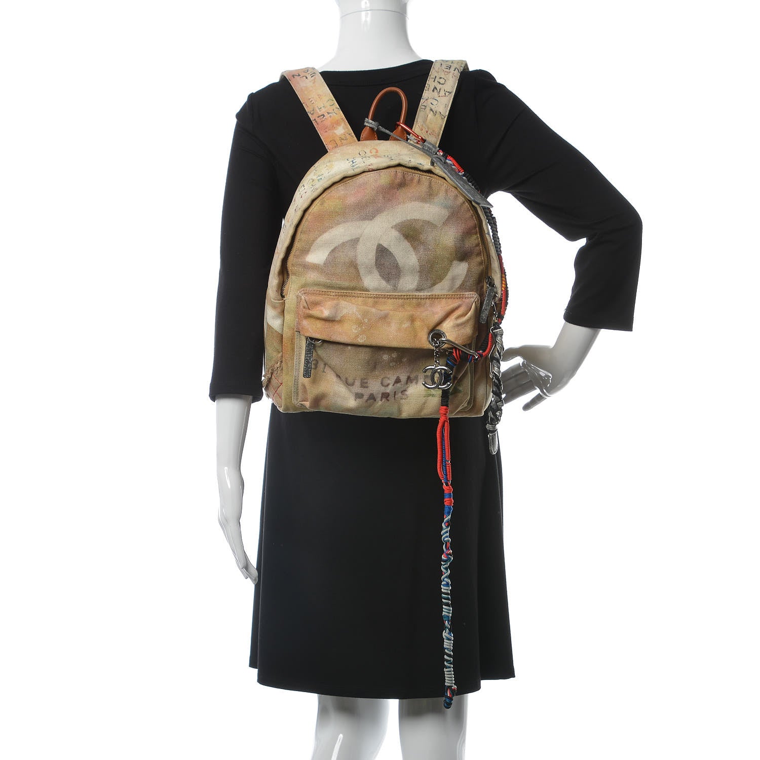 Chanel Graffiti Printed Canvas Medium Backpack Beige 2 of 10