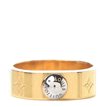 Louis Vuitton Brass Monogram Engraved Nanogram Ring S Gold 1 of 8