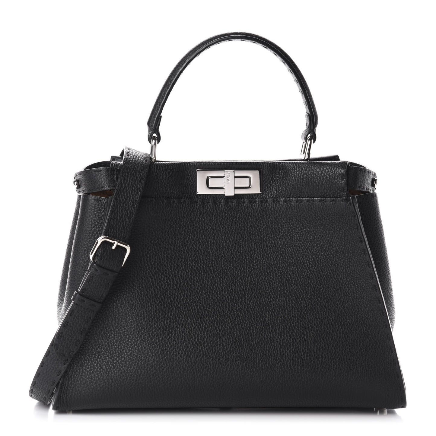 Cuoio Romano Selleria Bi-Color Medium Peekaboo Iconic Satchel Black Mou