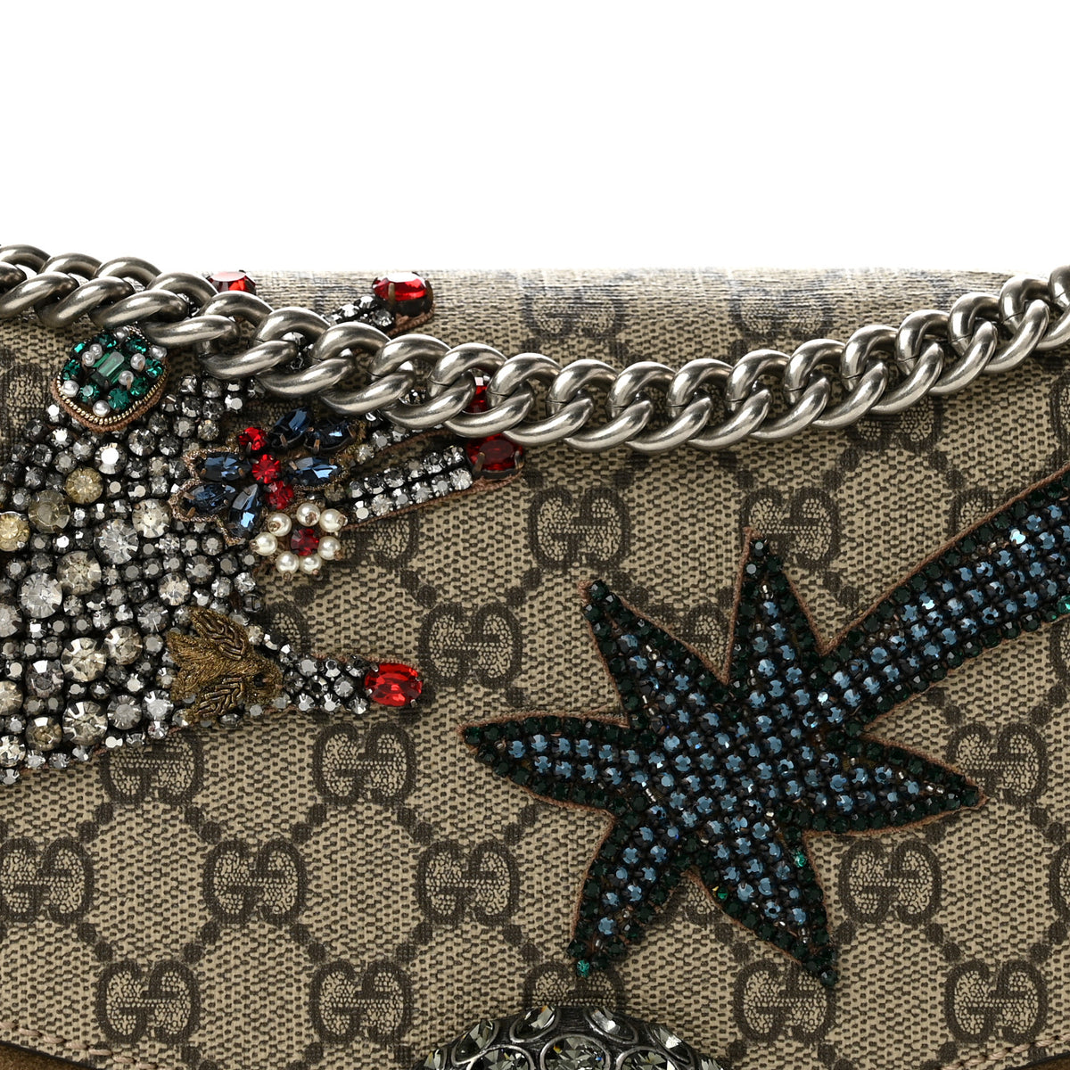 Gucci GG Supreme Monogram Shooting Star Embroidered Medium Dionysus Shoulder Bag Beige 8 of 11