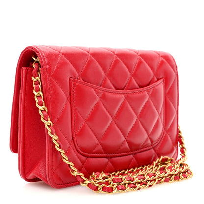 Chanel Lambskin Plexiglass Quilted Coco Love Wallet On Chain WOC Red 3 of 10