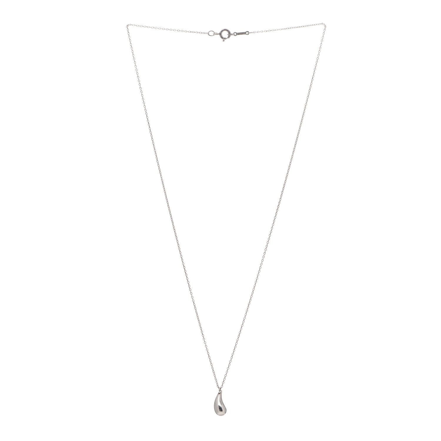 Tiffany Sterling Silver 12mm Elsa Peretti Tear Drop Pendant Necklace 3 of 6