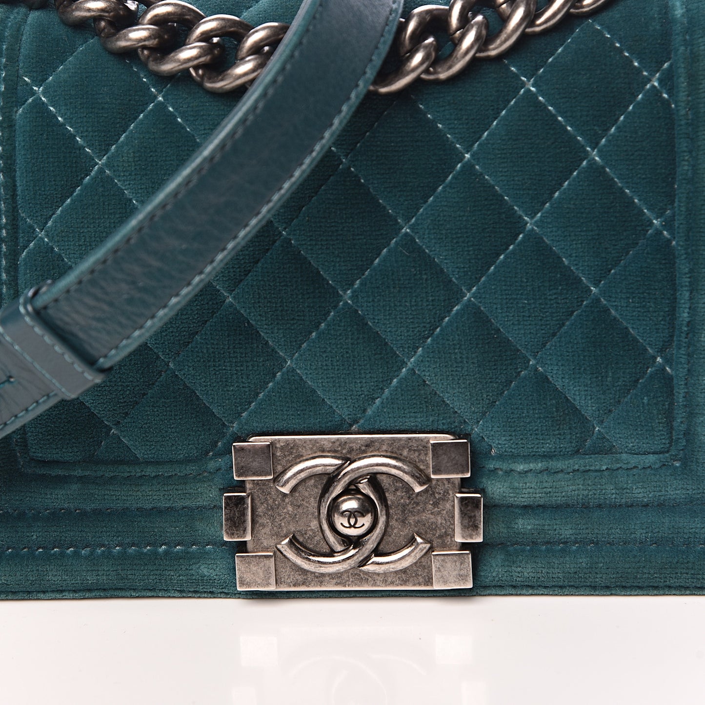 Velvet Quilted Small Boy Flap Turquoise