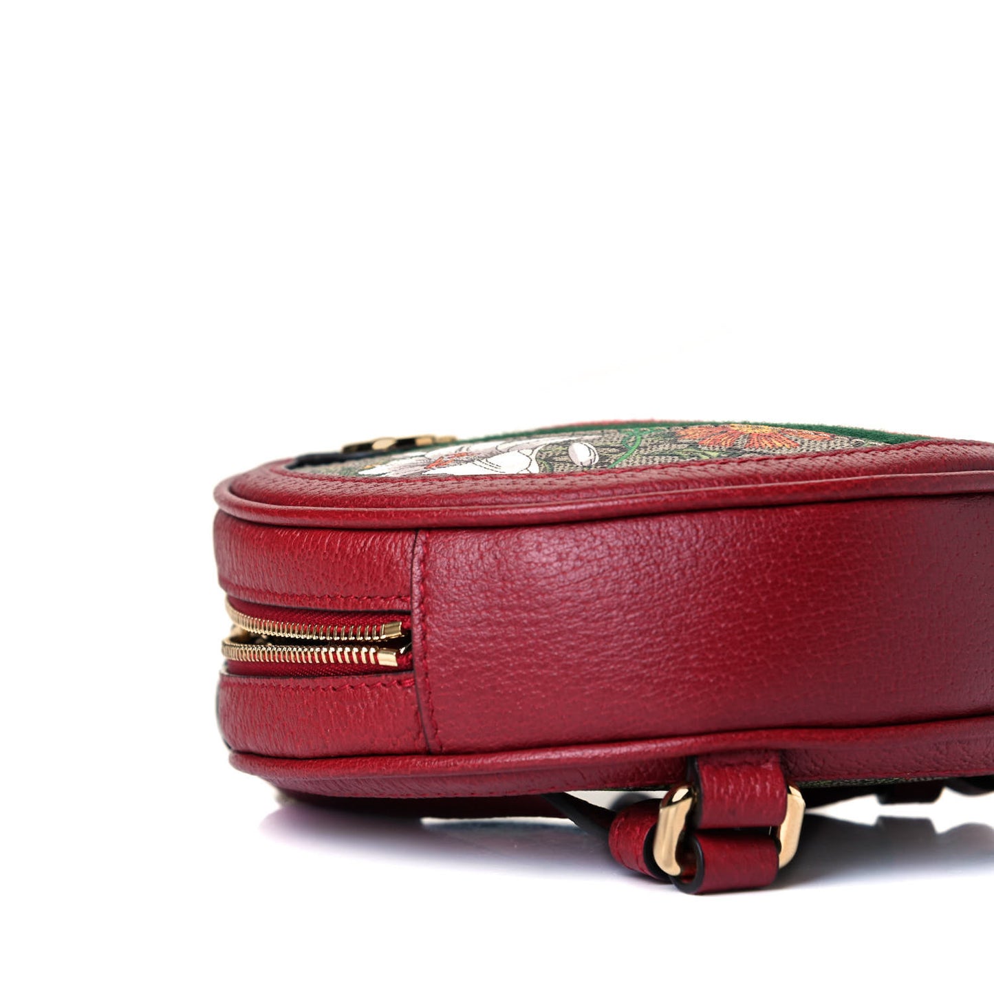 GG Supreme Monogram Web Flora Mini Ophidia Round Backpack Red