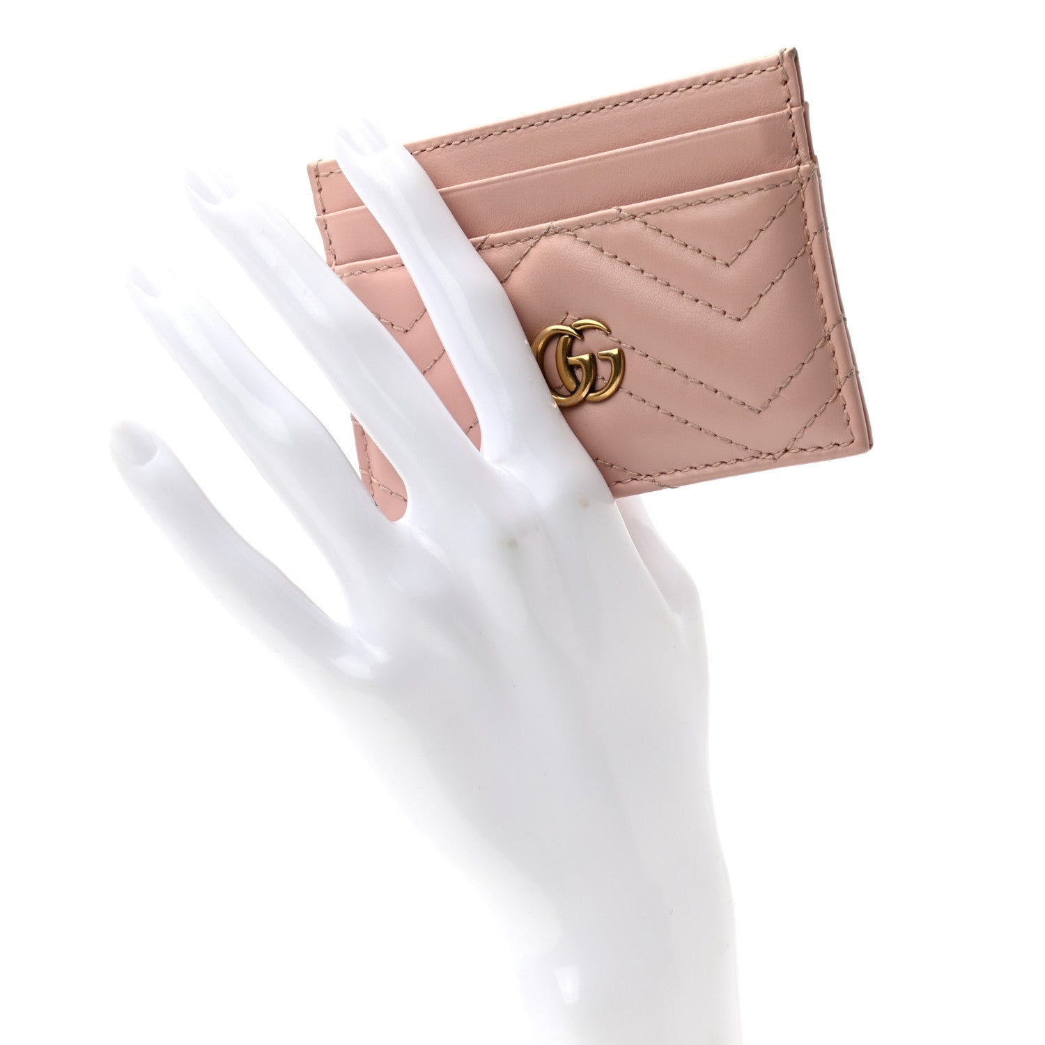 Gucci Calfskin Matelasse GG Marmont Card Holder Perfect Pink 2 of 6