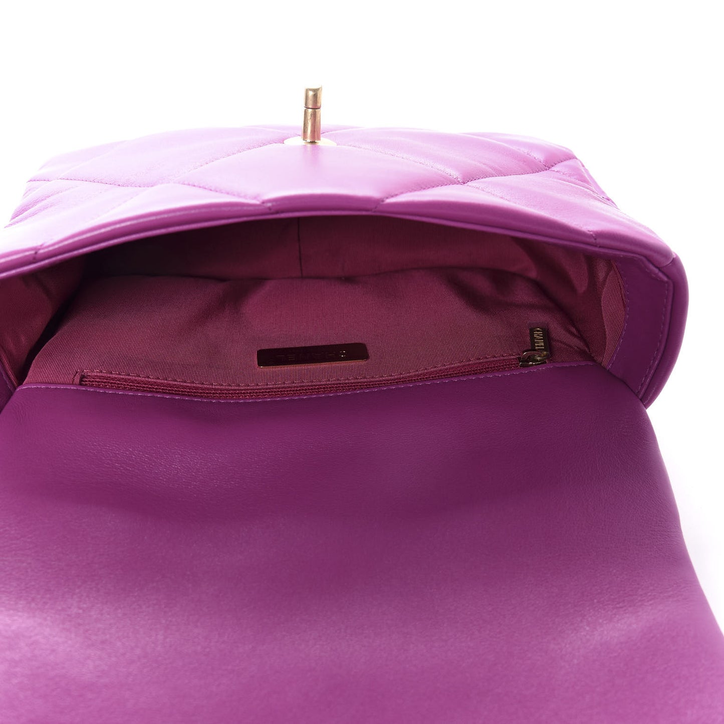 Lambskin Quilted Medium 19 Flap Purple
