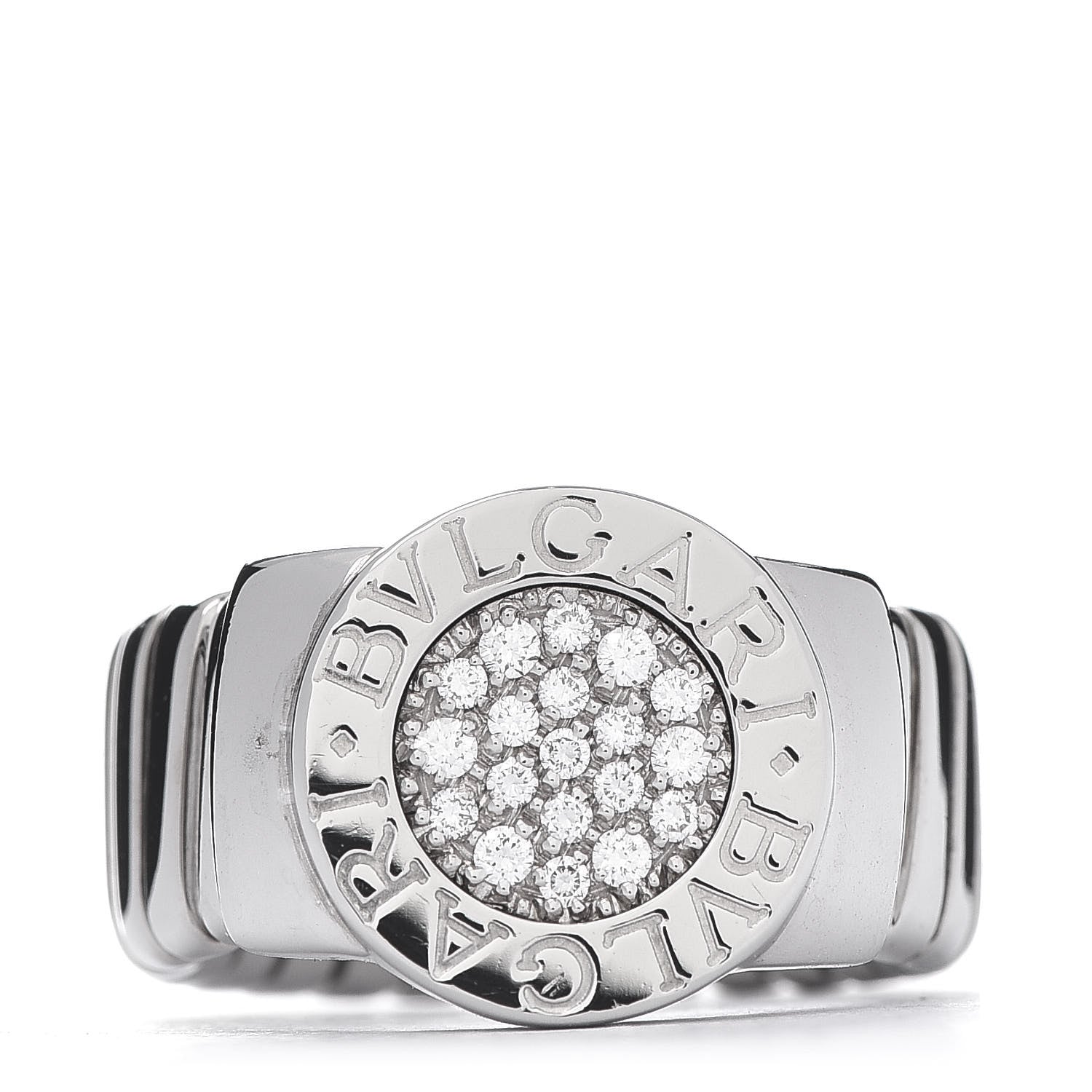 Bulgari 18K White Gold Diamond Tubogas Ring 47 4 1 of 6