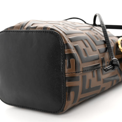 Fendi Vitello Liberty F is Fendi Bi-Color FF 1974 Embossed Mini Mon Tresor Bucket Bag Maya Black 10 of 10