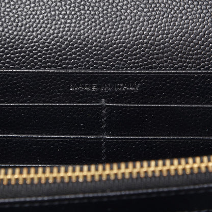 Saint Laurent Grain De Poudre Matelasse Chevron Monogram Flap Wallet Black 7 of 9