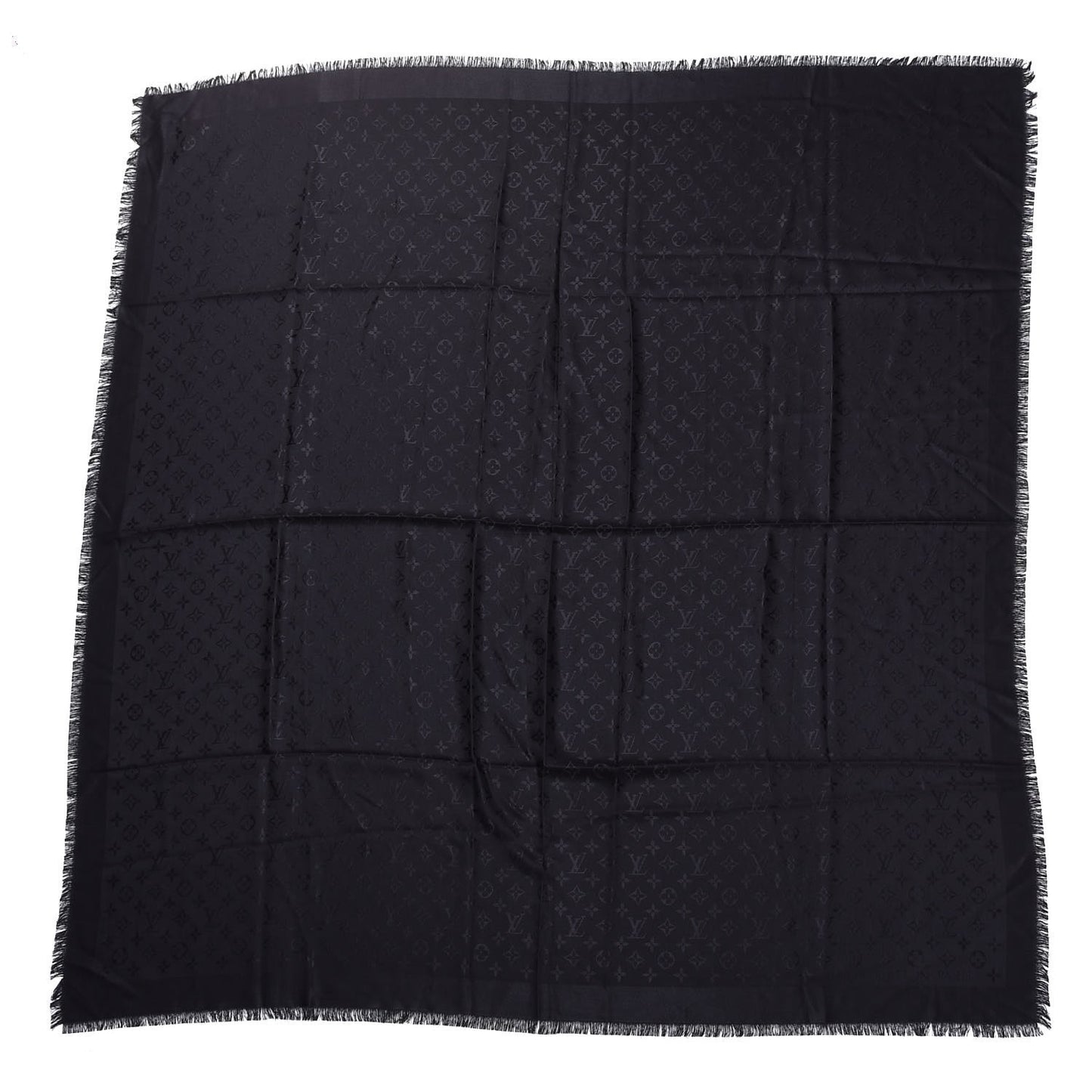 Silk Wool Monogram Shawl Black