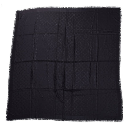 Louis Vuitton Silk Wool Monogram Shawl Black 1 of 7