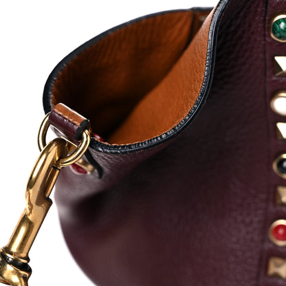 Valentino Garavani Stampa Alce Calfskin Medium Guitar Strap Rockstud Rolling Reversible Tote Light Cuir Rubin 24 of 29