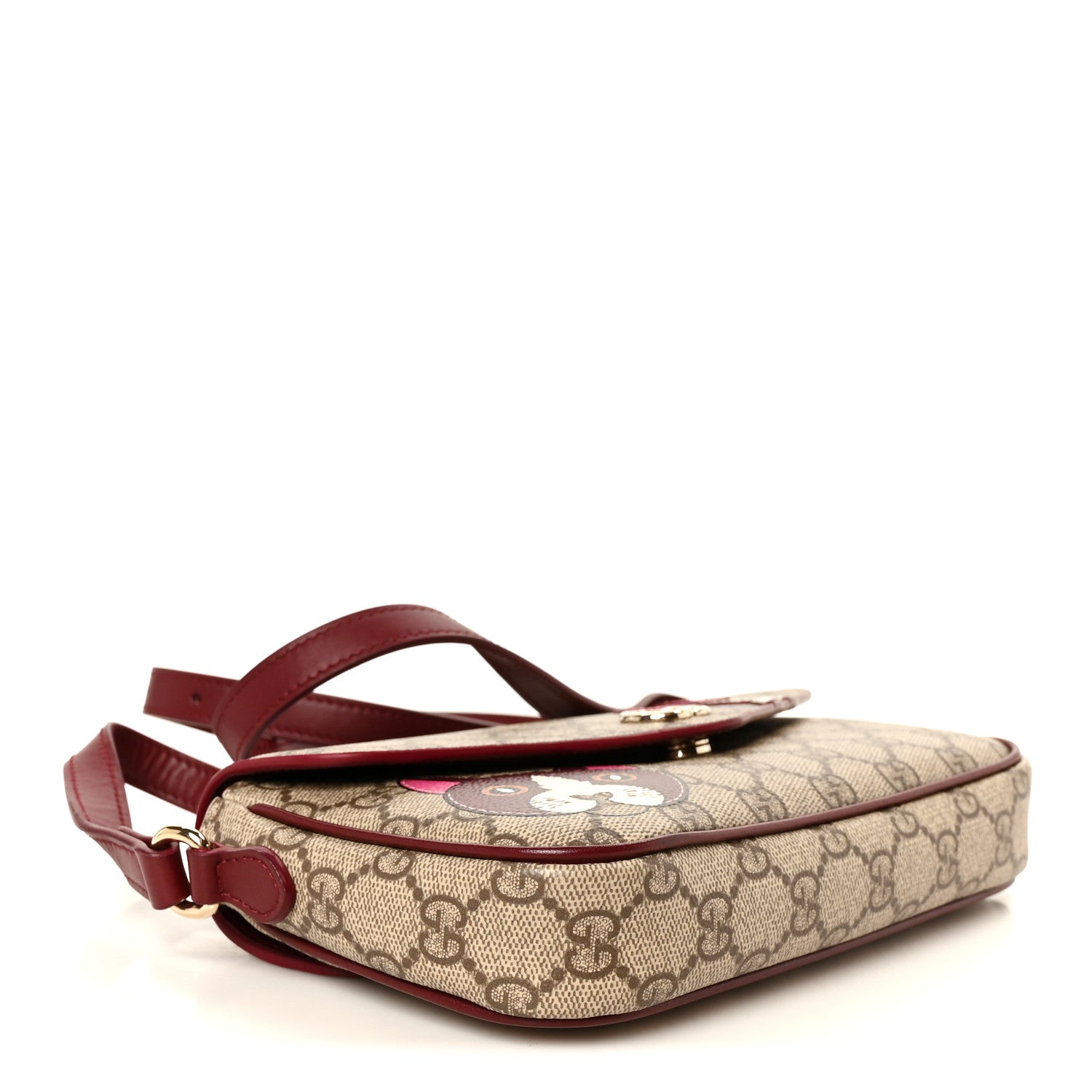 Gucci GG Supreme Monogram Cat Print Mini Shoulder Bag Beige Ebony Rosso Ancora 4 of 11