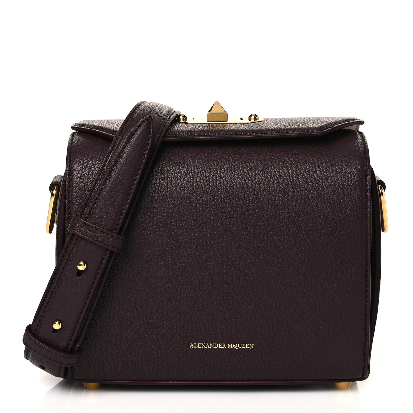 Fine Grain Goatskin Box Shoulder Bag 19 Bordeaux