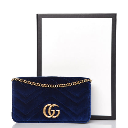 Gucci Velvet Matelasse GG Marmont Mini Bag Cobalt Blue 11 of 11