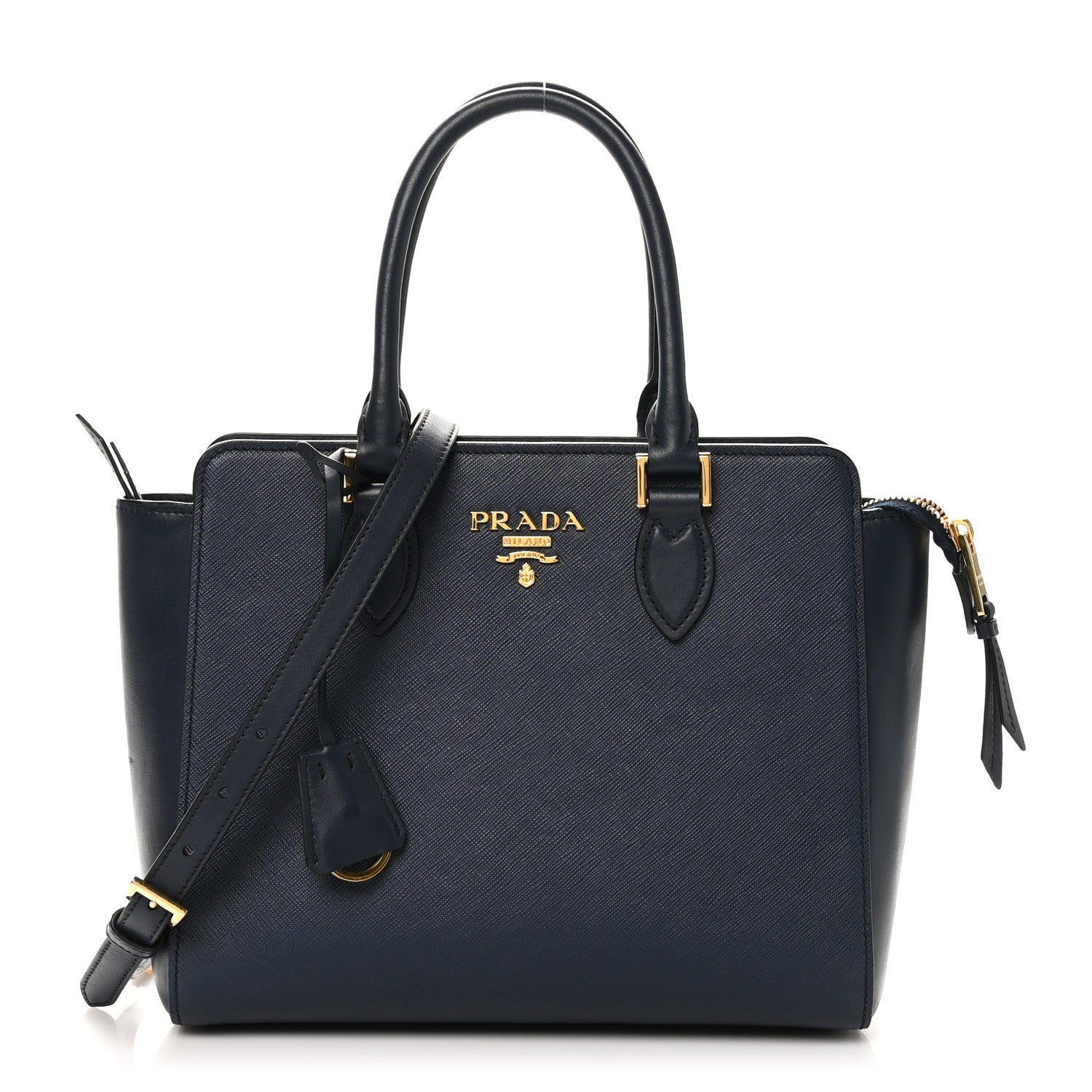 Prada Saffiano Soft Calfskin Small Zippered Tote Baltico 1 of 9