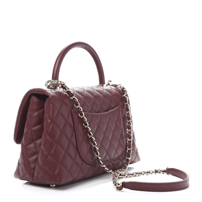 Chanel Caviar Quilted Small Coco Handle Flap Burgundy 3 of 11