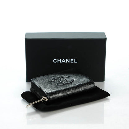 Chanel Caviar Timeless CC Zip Around Coin Purse Black 4 of 7