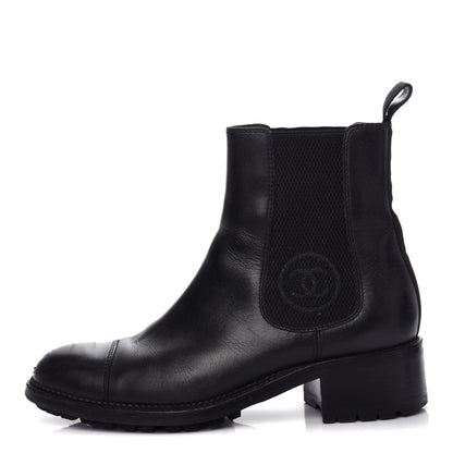 Chanel Calfskin Elastic Short Boots 37.5 Black 1 of 10