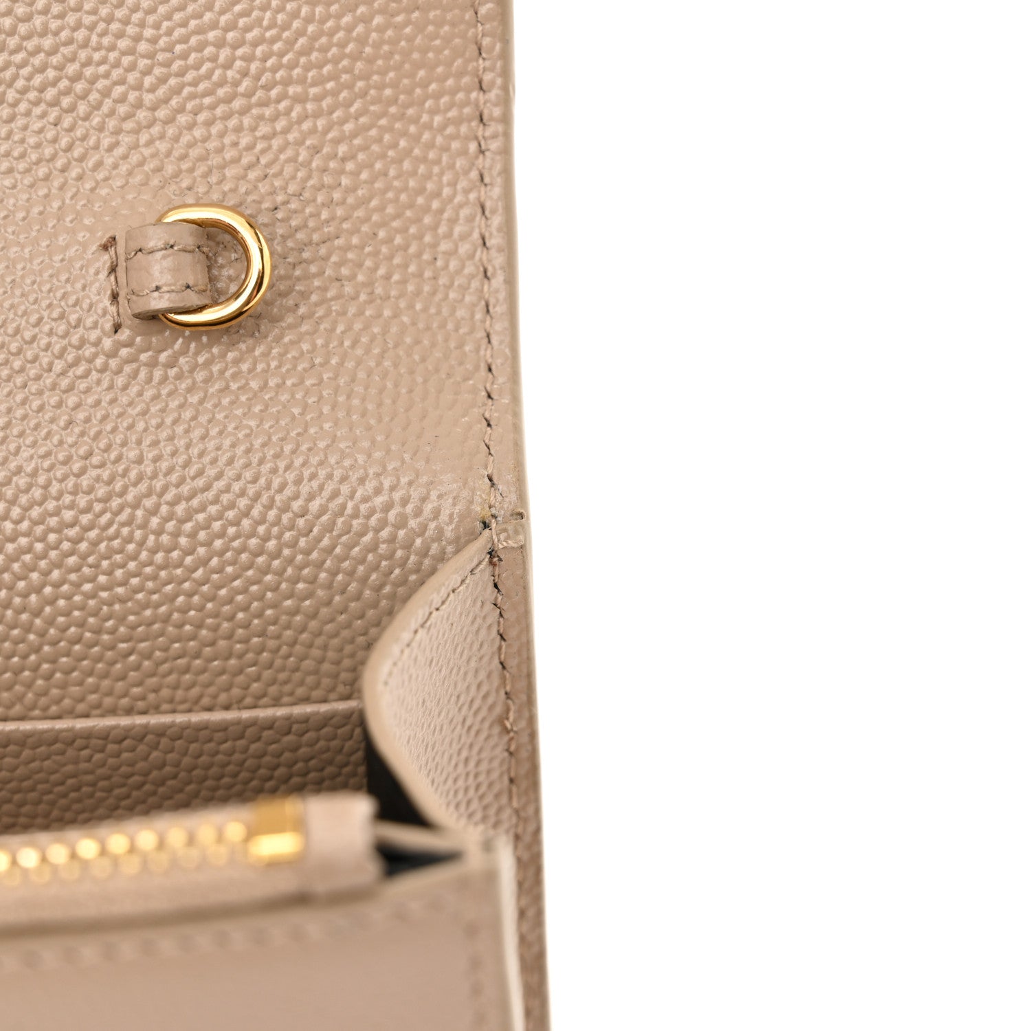 Saint Laurent Grain De Poudre Classic Monogram Kate Tassel Chain Wallet Dark Beige 11 of 12