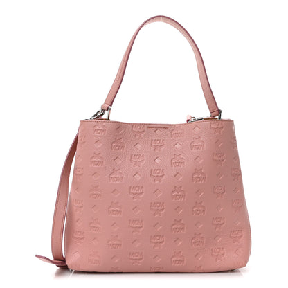 MCM Calfskin Ottomar Monogram Sarah Medium Hobo Pink Blush 1 of 9