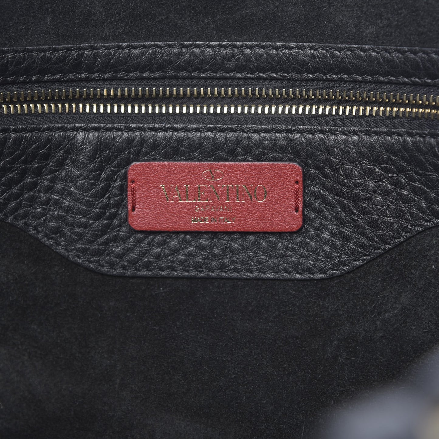 Grained Calfskin Small Rockstud Shoulder Tote Black