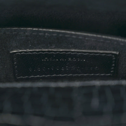 Saint Laurent Calfskin Crocodile Embossed Medium Monogram Sunset Black 7 of 10