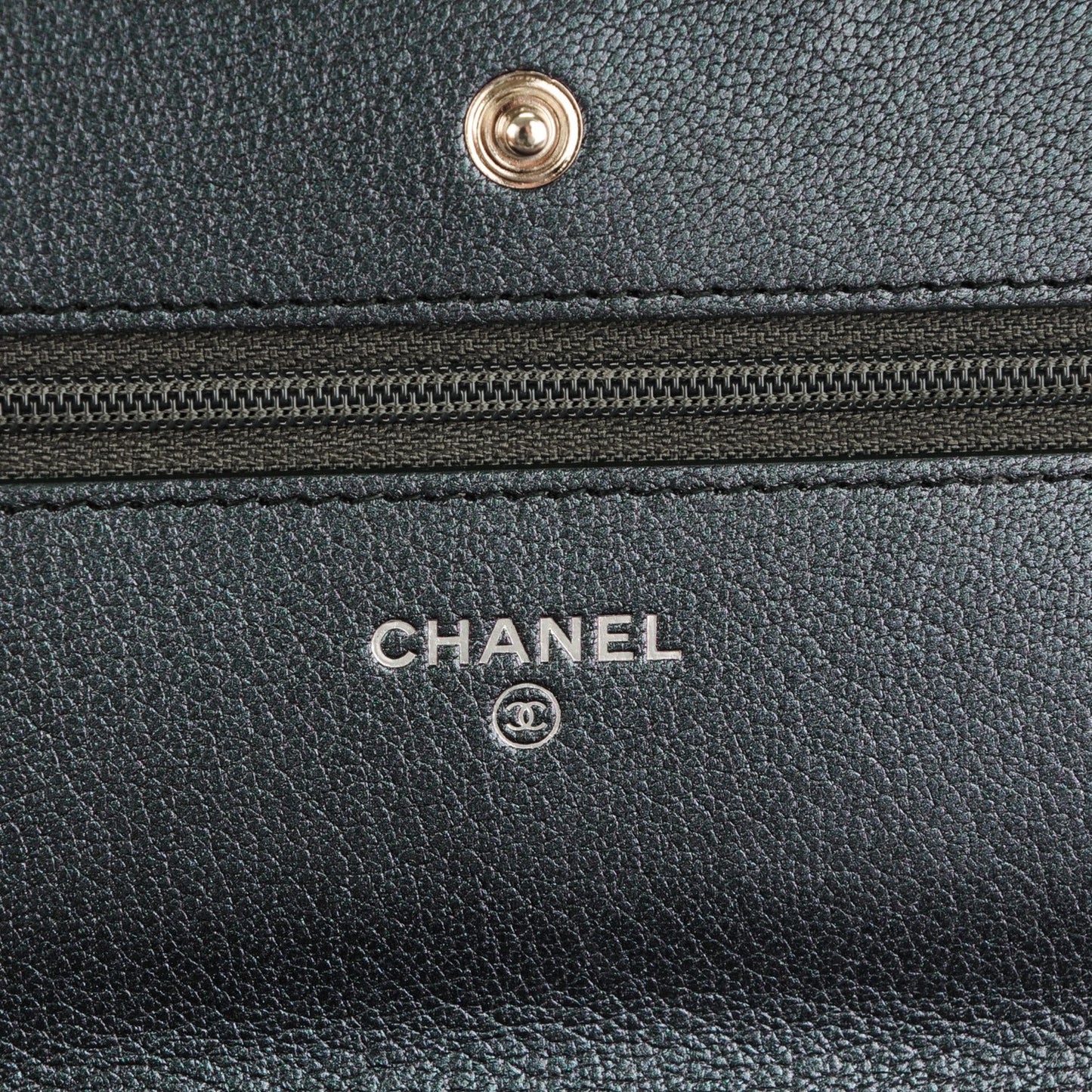 Iridescent Goatskin Quilted Wallet On Chain WOC Purple
