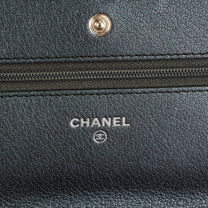 Chanel Iridescent Goatskin Quilted Wallet On Chain WOC Purple 6 of 8