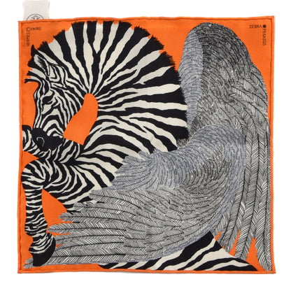 Hermes Silk Carre Zebra Pegasus Nano Scarf 20 Orange Vif Black 1 of 10
