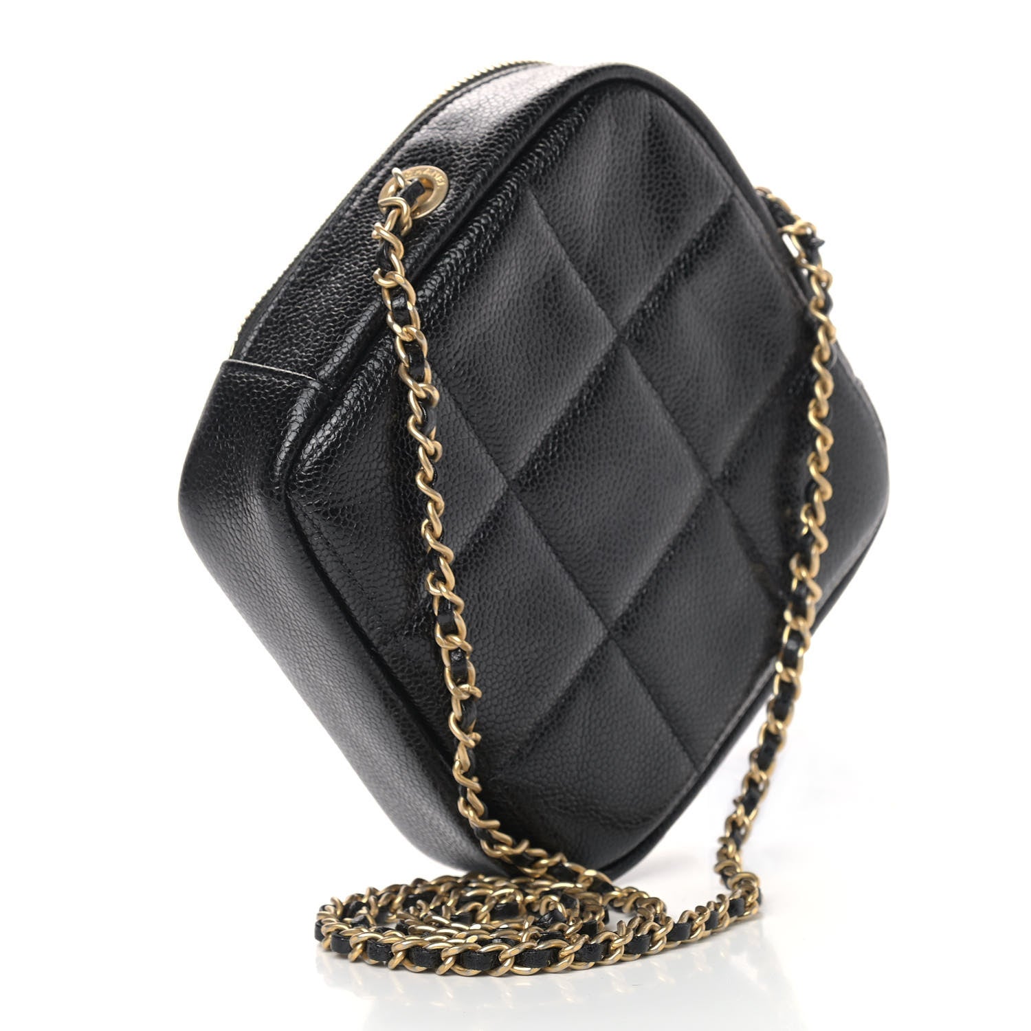 Chanel Caviar Quilted Diamond Clutch With Chain Black 2 of 8