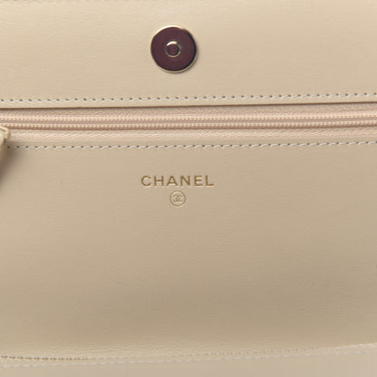 Chanel Tweed Shearling Quilted Wallet On Chain WOC and Coin Purse Beige Black 6 of 12
