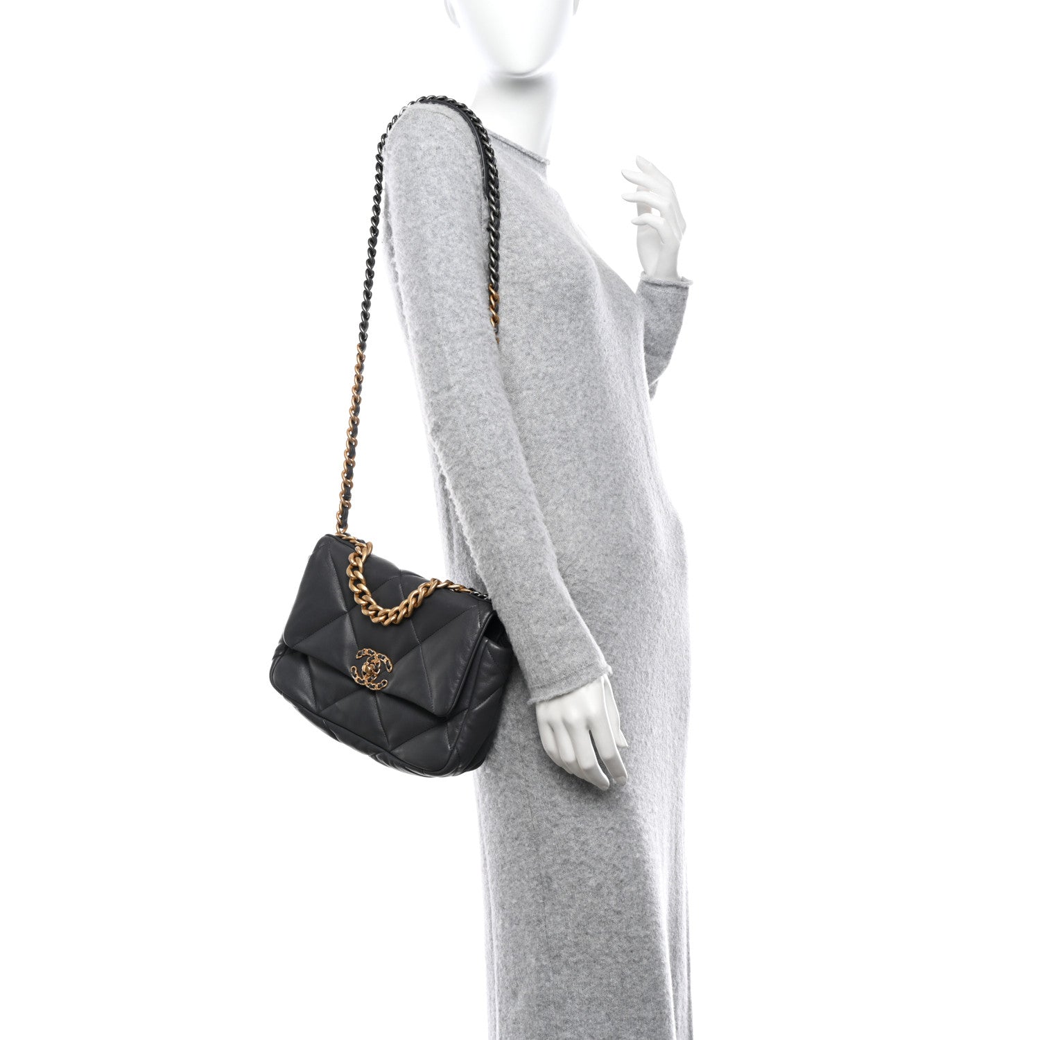 Chanel Lambskin Quilted Medium Chanel 19 Flap Dark Grey 2 of 10